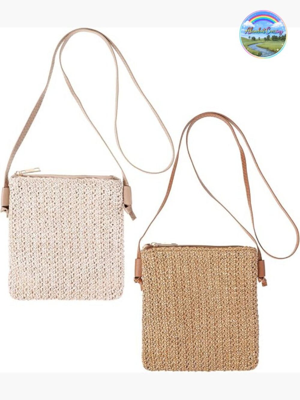 2 Pack Straw Crossbody Bags for Women, Small Cell Phone Purse Bohemian Crochet